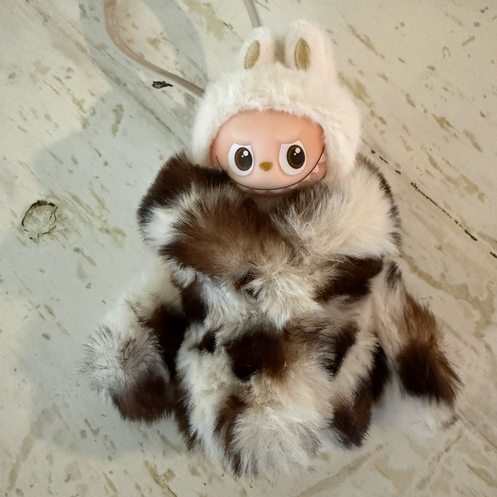 Labubu v4 Pin for love fuzzy furry coat jacket outfit -